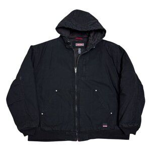 CRAFTSMAN Coat Black Canvas Quilted Hood Bomber Work Winter Jacket Mens 2XL